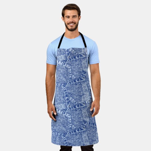 Abstraktes Denim-Taschen-Muster Nahtloses Muster Schürze (Getragen)