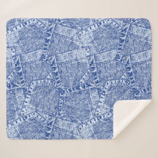 Abstraktes Denim-Taschen-Muster Nahtloses Muster  Sherpadecke (Vorderseite (Horizontal))