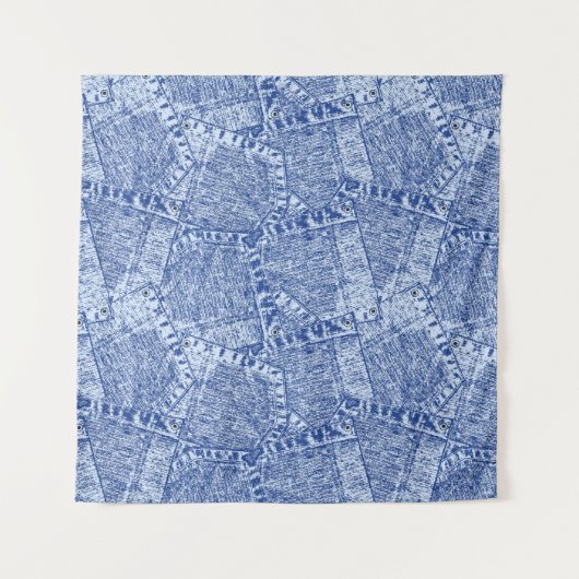 Abstraktes Denim-Taschen-Muster Nahtloses Muster Wandteppich (Vorderseite)