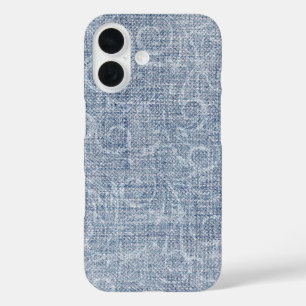 Abstraktes Design auf verblassenem Denim iPhone 16 Hülle
