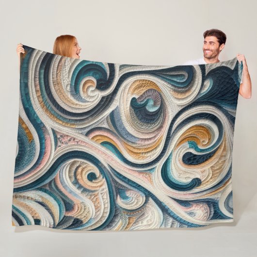 Abstraktes Design aus blauem Gold Fleecedecke (Beispiel)