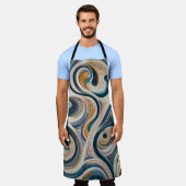 Abstraktes Design aus blauem Gold Schürze (Getragen)