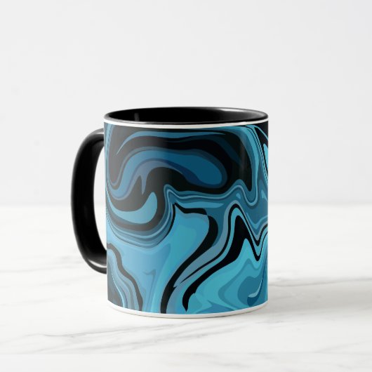 Abstraktes Design aus blauem Marmor Tasse (Vorderseite Links)