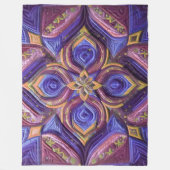 Abstraktes Design aus gequiltem Blau und Plum Fleecedecke (Vorderseite)