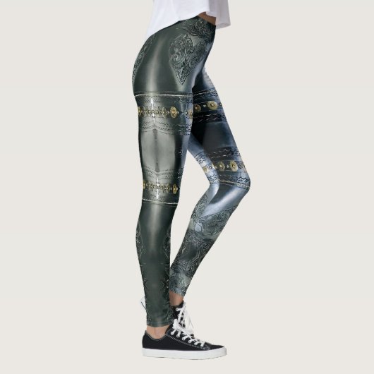 Abstraktes Design aus schwarzem Leder Leggings (Rechts)