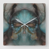 Abstraktes Design Beängstigende Blickmaske Quadratische Wanduhr (Vorderseite)