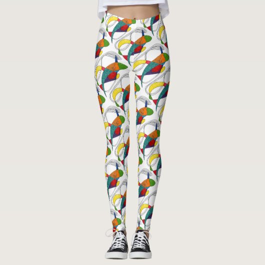 Abstraktes Design Bio Bumerangformen Leggings (Vorderseite)