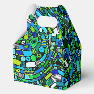 Abstraktes Design Blaue Grüne Wellen Formen Geschenkschachtel