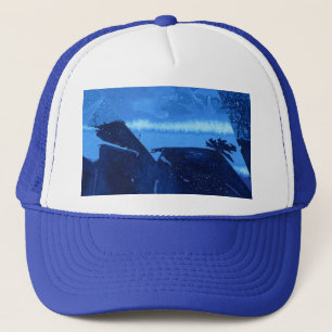 Abstraktes Design blaue Lagune Tiefsee strukturier Truckerkappe