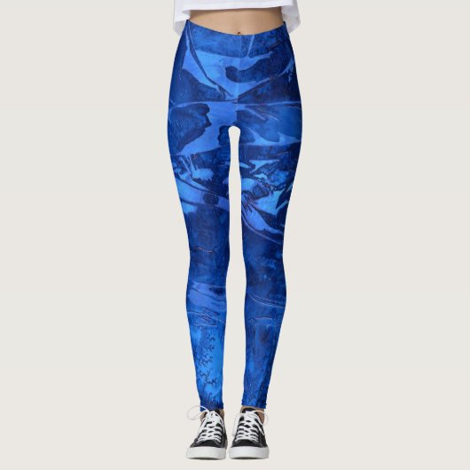 Abstraktes Design, Blues der Tiefsee Leggings (Vorderseite)