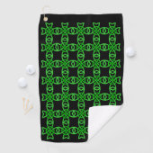Abstraktes Design Bright Green Celtic Knot Pattern Golfhandtuch (Insitu)