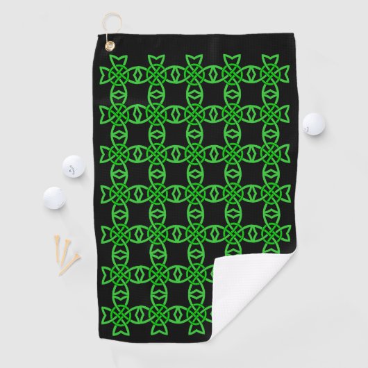 Abstraktes Design Bright Green Celtic Knot Pattern Golfhandtuch (Insitu)