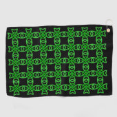 Abstraktes Design Bright Green Celtic Knot Pattern Golfhandtuch (Horizontal)