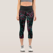 Abstraktes Design der Blumenlinie Capri Leggings (Vorderseite)