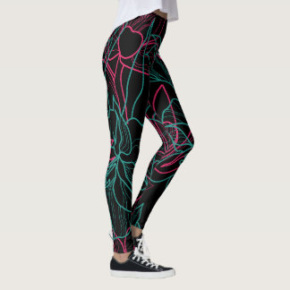 Abstraktes Design der Blumenlinie Leggings
