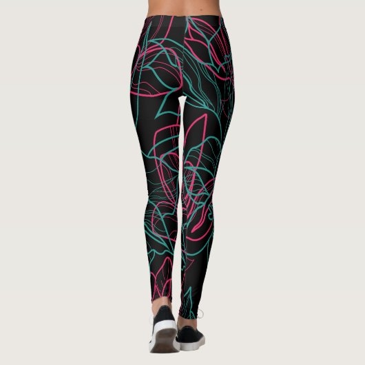 Abstraktes Design der Blumenlinie Leggings (Rückseite)