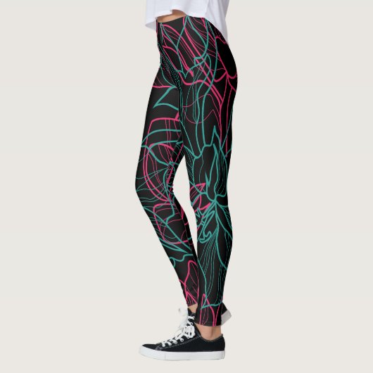 Abstraktes Design der Blumenlinie Leggings (Links)