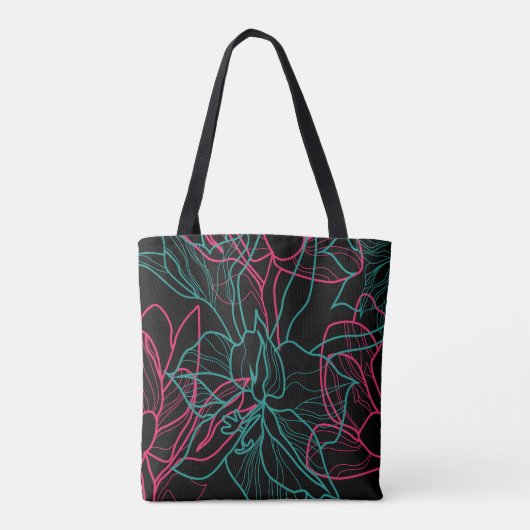 Abstraktes Design der Blumenlinie Tasche (Rückseite)
