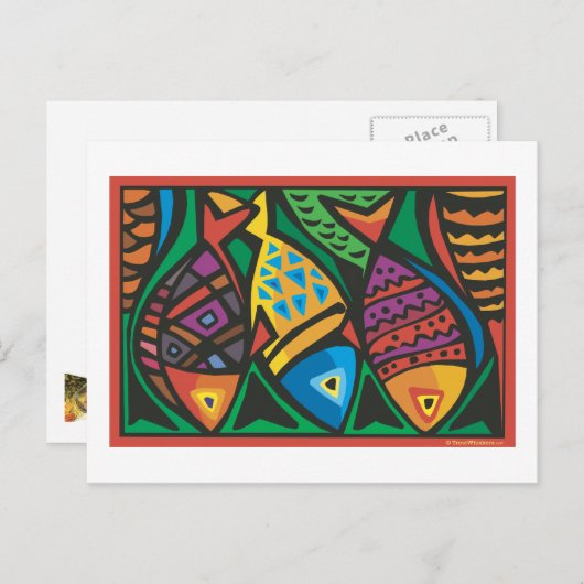 Abstraktes Design der Fischkunst Postkarte (Vorne/Hinten)