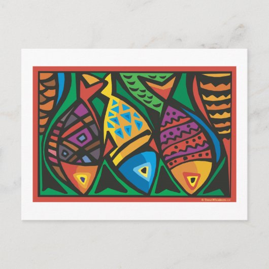 Abstraktes Design der Fischkunst Postkarte (Vorderseite)