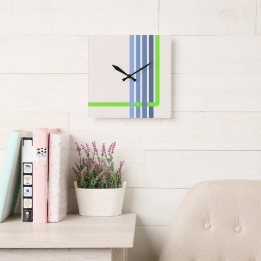 Abstraktes Design der Retro-Streifen Quadratische Wanduhr (Lesesaal)