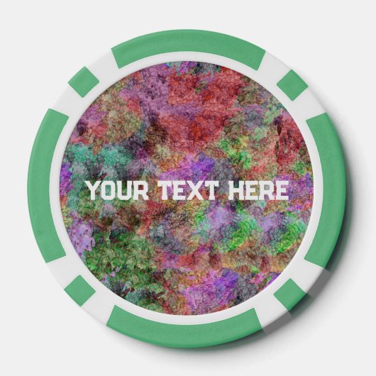 Abstraktes Design der schmalen, wirbelfarbigen Grü Pokerchips (Rückseite)