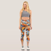 Abstraktes Design der tropischen Brise, lebhafte E Capri Leggings (Vorderseite)