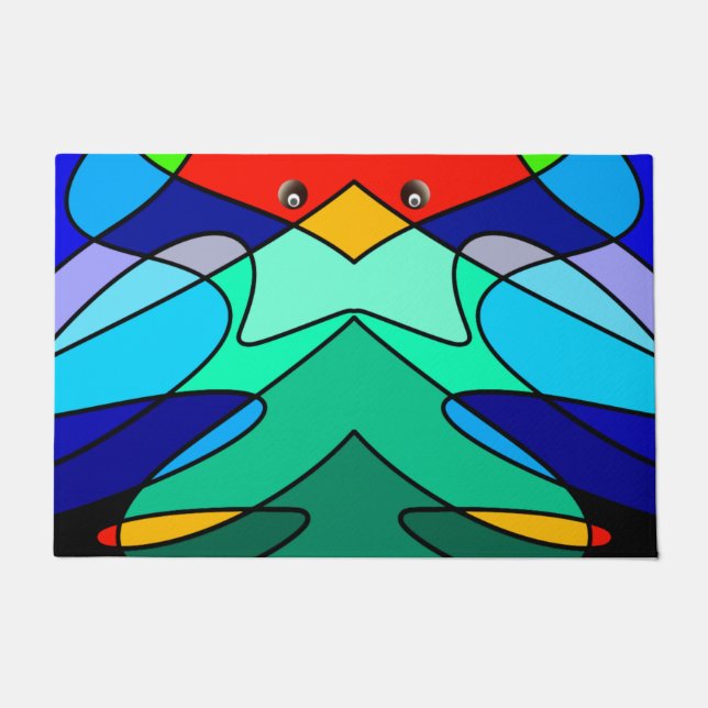 Abstraktes Design des Kardinals aus festem Glas Fußmatte (Vorderseite)