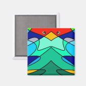 Abstraktes Design des Kardinals aus festem Glas Magnet (Vorderseite/Rückseite)