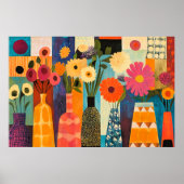 Abstraktes Design farbenfrohe Blumen Poster (Vorne)