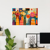 Abstraktes Design farbenfrohe Blumen Poster (Heimbüro)