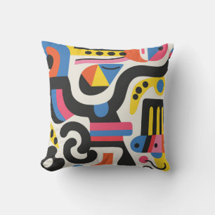 Abstraktes Design Farbvolle geometrische Schwarze  Kissen