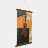 Abstraktes Design für Violinmusik Wandteppich Mit Holzrahmen (Gewinkelt)