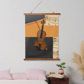 Abstraktes Design für Violinmusik Wandteppich Mit Holzrahmen (Schlafzimmer)