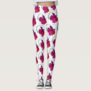 Abstraktes Design gekachelt Blumenblüte in violett Leggings