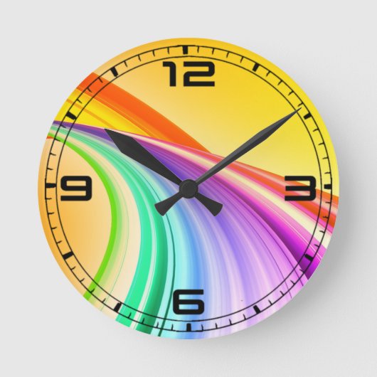 Abstraktes Design-Gelb-Orange-Hintergrundbanner Runde Wanduhr (Vorderseite)