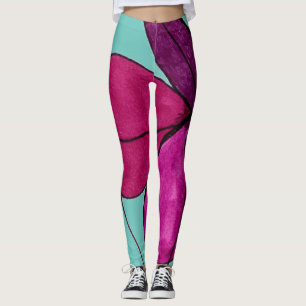Abstraktes Design große Blütenblüte in violettem B Leggings
