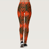 Abstraktes Design, heißes Lavaorange und schwarzes Leggings (Rückseite)