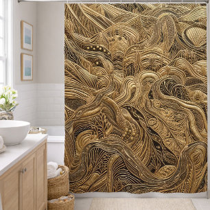 Abstraktes Design in dimensionalem Gold Duschvorhang