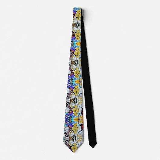 Abstraktes Design in Gold und Blue Neck Tie Krawatte (Vorderseite)