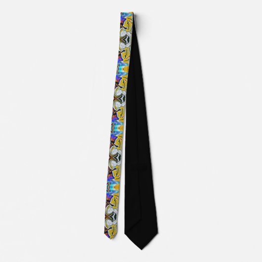 Abstraktes Design in Gold und Blue Neck Tie Krawatte (Rückseite)