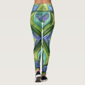 Abstraktes Design in grün gestrichen Leggings (Rückseite)