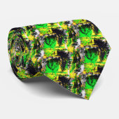 Abstraktes Design in grüngelber Farbe Krawatte (Gerollt)