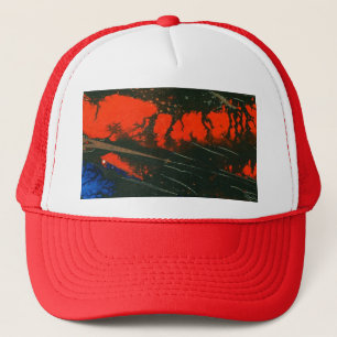 Abstraktes Design in heiß-rot und cool blau Truckerkappe