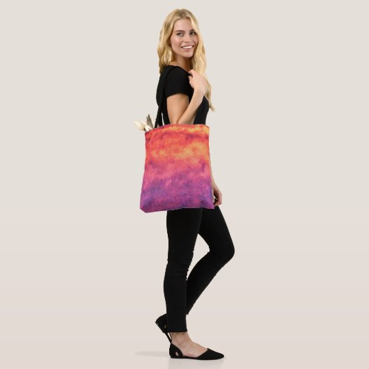 Abstraktes Design in hellen Farben, Happy Shopping Tasche (Am Model)