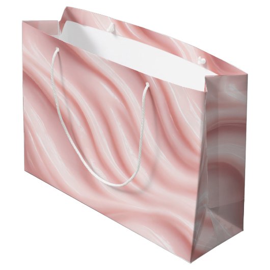 Abstraktes Design in Rosa und Creme Große Geschenktüte (Rückseite Schrägansicht)
