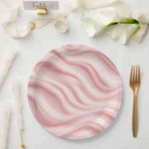 Abstraktes Design in Rosa und Creme Pappteller