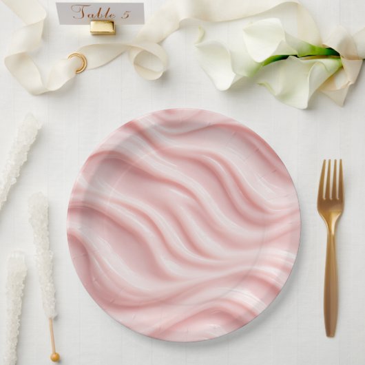 Abstraktes Design in Rosa und Creme Pappteller (Hochzeit)