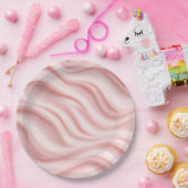 Abstraktes Design in Rosa und Creme Pappteller (Party)
