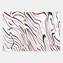 Abstraktes Design in Rot-Weiß-Schwarz Geschenkpapier Set